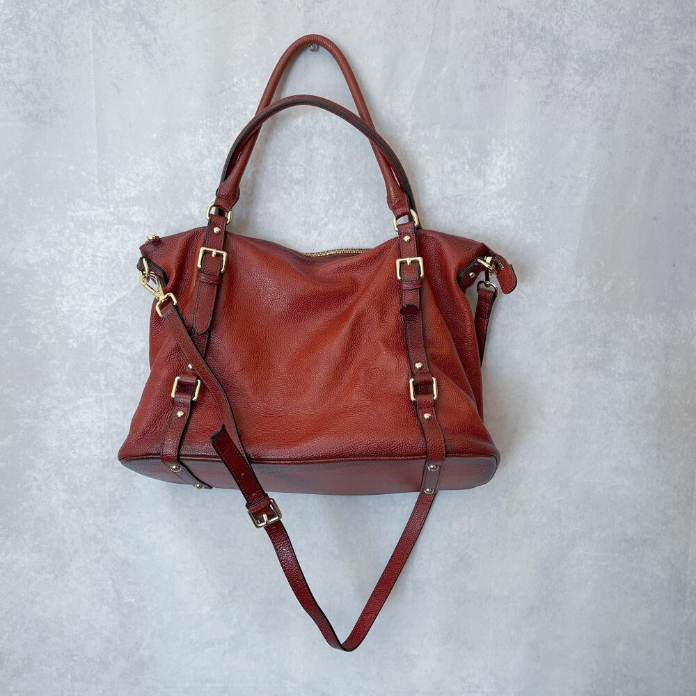 Vicenzo Leather Rust Crossbody Handbag Bag Rich Rust Red Large